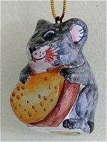 Mouse with Cheese Christmas Ornament
